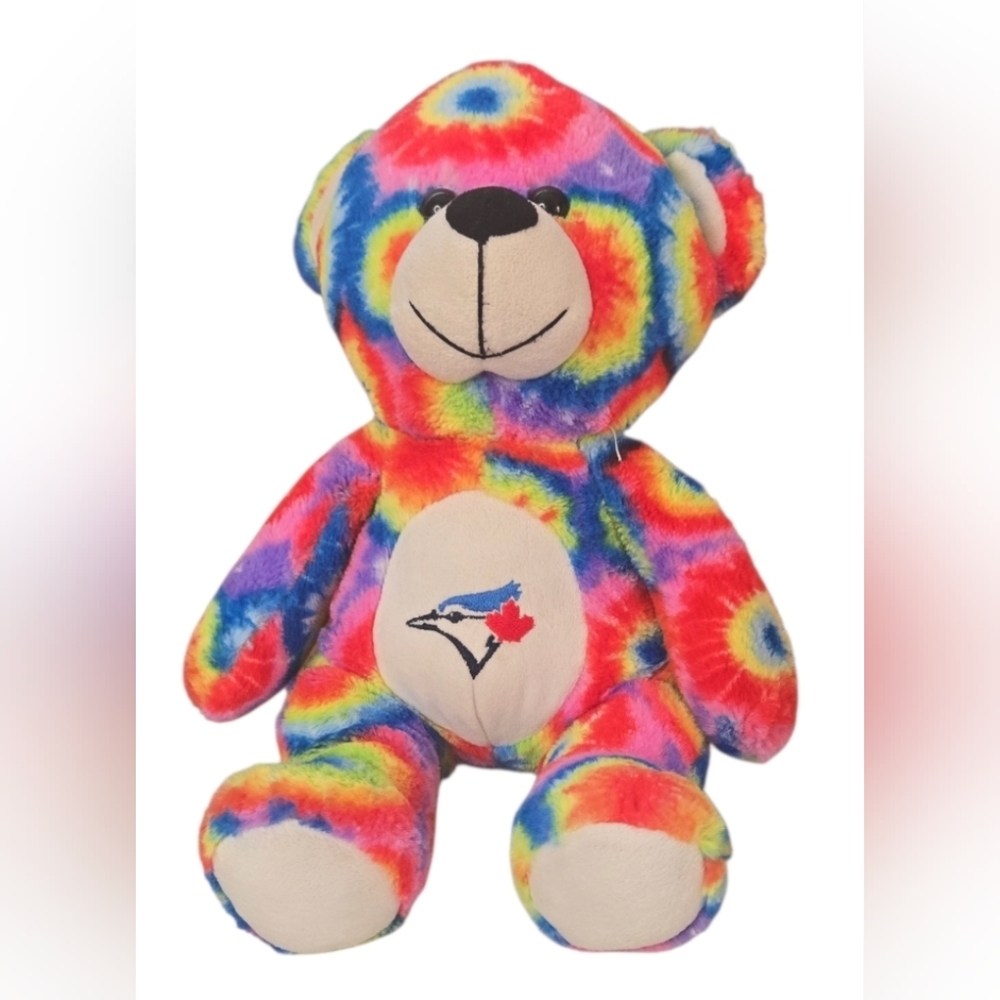 Forever Collectibles Rainbow Tie-Dye Plush Bear Blue Jay